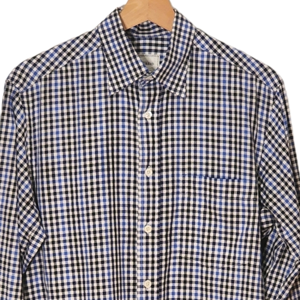 Billy Reid Plaid Checkered Shirt Sz S blue black white